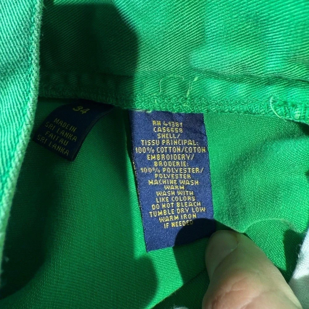 Polo‎ Ralph Lauren Men's Green Whale Print Chino Shorts Size 34 Casual